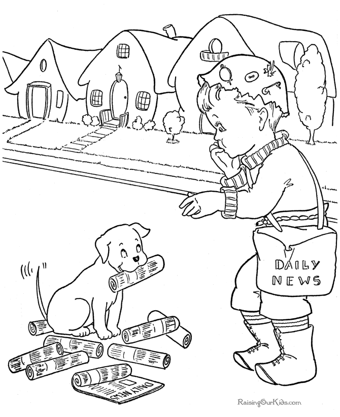 Kolorowanka Piesek i Chłopiec - Pobierz i Drukuj kolorowanka do druku